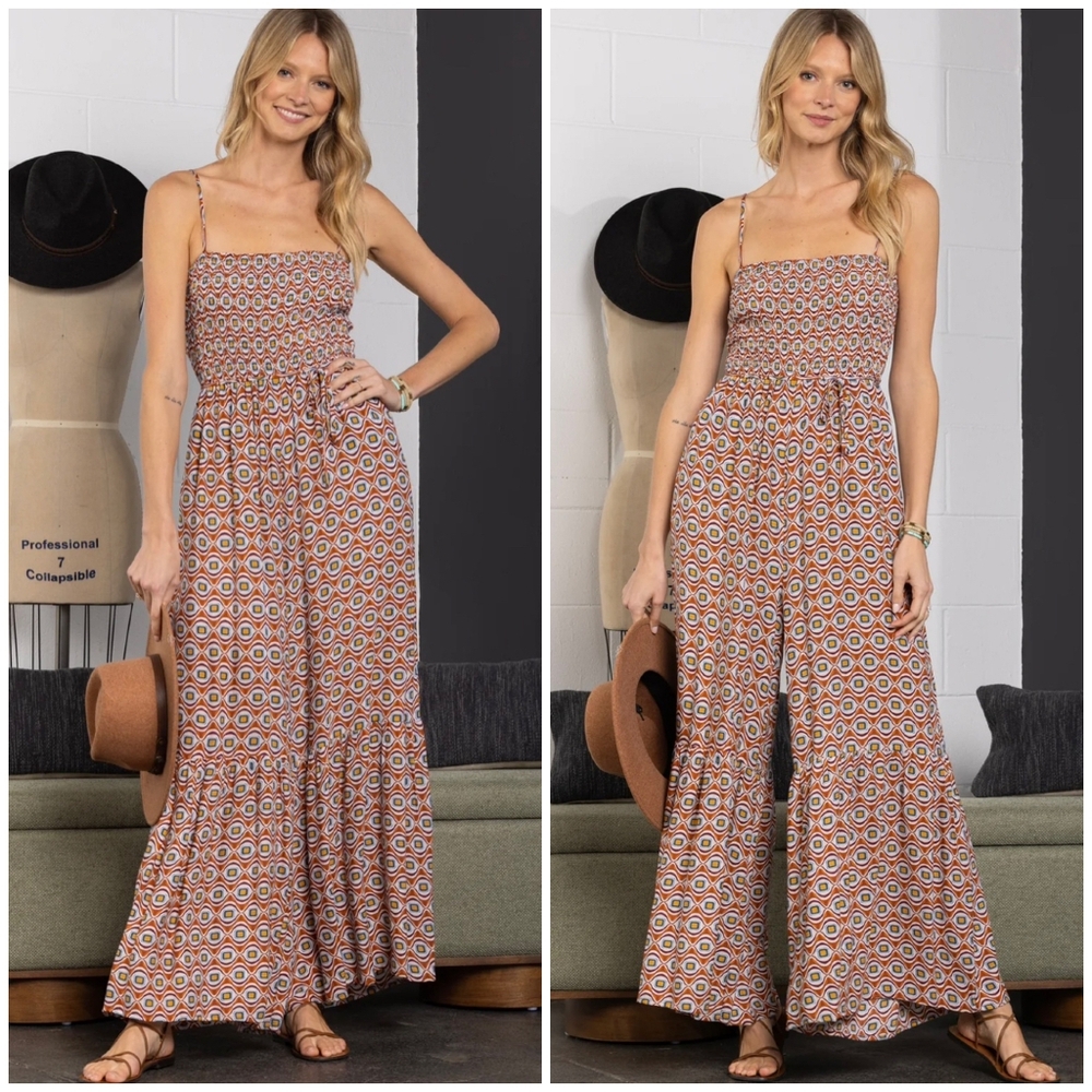Ces Femme Boho Chic Wide Flare Leg Jumpsuit - Picture 7 of 7